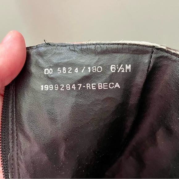 Y2K Vintage Square Toe Zebra Print Leather Boots Heels Size 6.5 Bruno Valenti - Picture 6 of 9